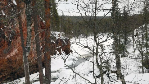 River in spring with snow Stock Footage 123779949