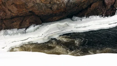 River in spring with snow Stock Footage 123784990