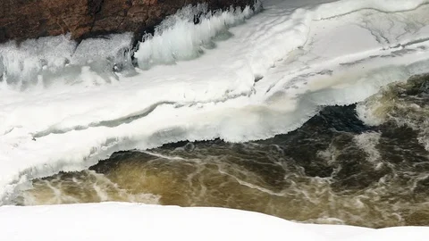 River in spring with snow. Stock Footage 123789660