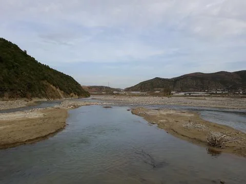 The river is starting to dry up Stock Photos