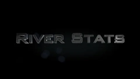 River Stats title 3D metal text on black alpha channel background Stock Footage 301265498
