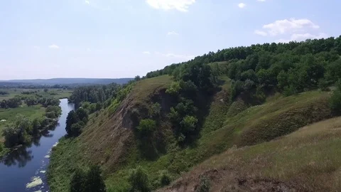 The river with steep banks 1. Stock Footage 81811565