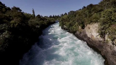 River step, falls. Blue, turquoise, electric water powerfully streaming. 스톡 동영상 102868450