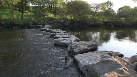 River Stepping Stones Stock Footage 106147493