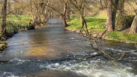 River with Stone Boulders Flowing. Stock Footage 152583583