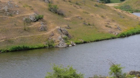 River With Stony Shore Stock Footage 126902786