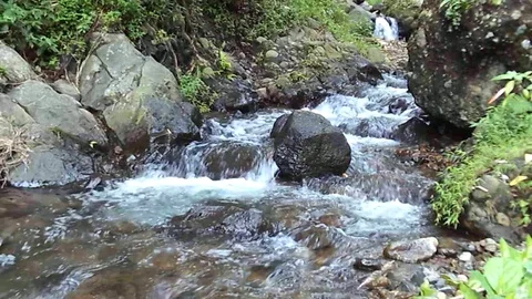 River stream and small waterfalls on the mountain Video stock 124683801