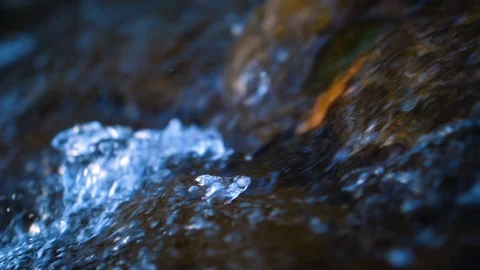 River stream with autumn leaves, close up Stock Footage 124076002
