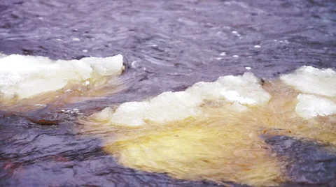 River stream with floating ice Stock Footage 36363591