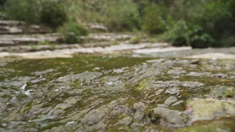River stream flows in slow motion in Nature Reserve Cavagrande, Sicily Stock Footage 114500728