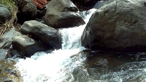 River stream made small waterfall Stock Footage 123760839
