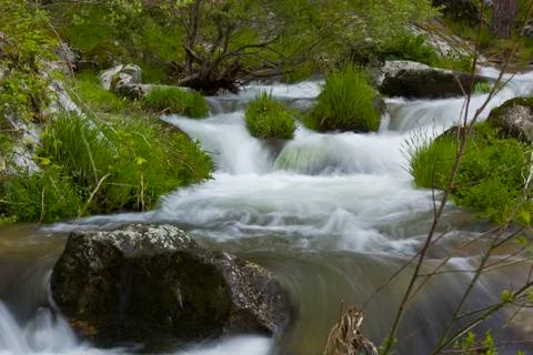 River stream in madrid, spain Stock Photos