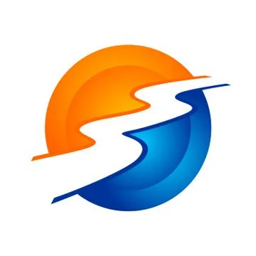 River Stream Modern Circular Symbol Logo Design Stock Illustration