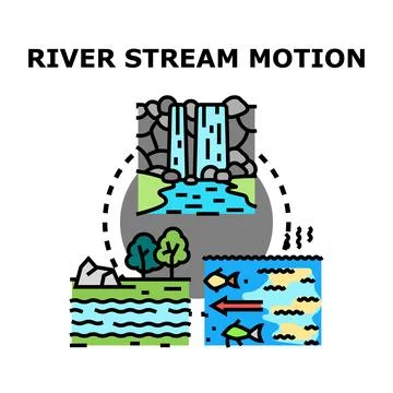 River stream motion water cycle ecosystem concept Stock Illustration