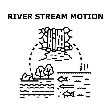 River stream motion water cycle ecosystem concept Stock Illustration
