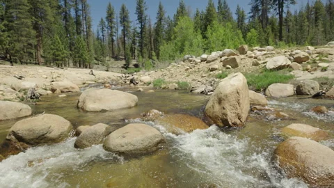 River stream mountains slomo pan left wide 4k Video stock 314924691