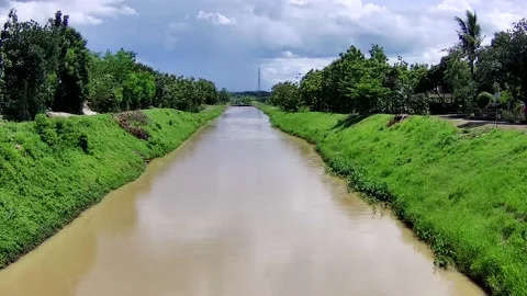 River stream in rural countryside Stock Footage 167541540