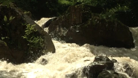River Stream in Valley Slow Motion Stock Footage 74144069