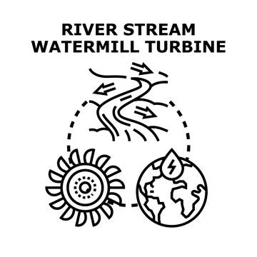 River stream water power renewable energy concept Stock Illustration