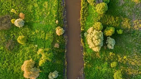 River streaming through beautiful landscape  in background, nature in Bulgaria Stock Photos
