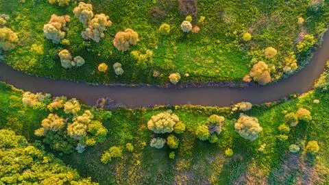River streaming through beautiful landscape  in background, nature in Bulgaria Stock Photos