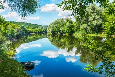 River in summer day Stock Photos