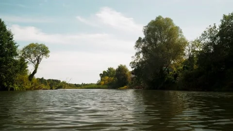 River in summer. reflection of trees in the water. panorama from the water. summ Video stock 158857490