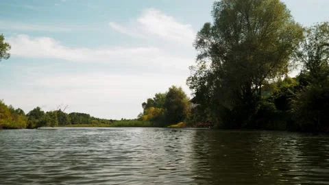 River in summer. reflection of trees in the water. panorama from the water. summ Video stock 158857565