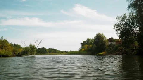 River in summer. reflection of trees in the water. panorama from the water. summ Video stock 158857744