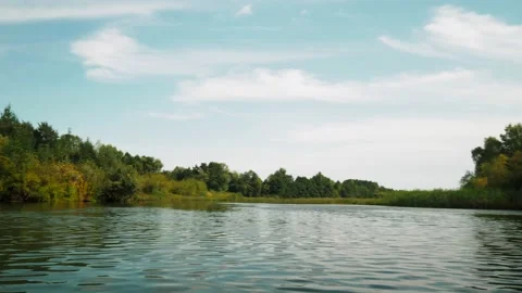 River in summer. reflection of trees in the water. panorama from the water. summ Video stock 158857878
