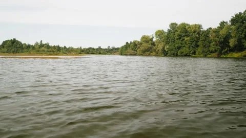 River in summer. reflection of trees in the water. panorama from the water. summ Video stock 158859141