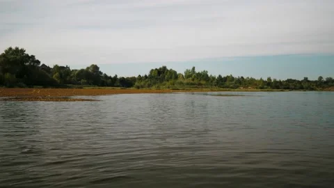 River in summer. reflection of trees in the water. panorama from the water. summ Video stock 158859705
