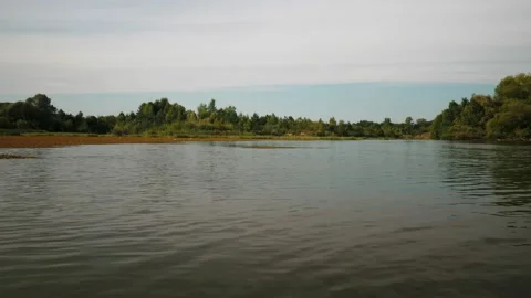 River in summer. reflection of trees in the water. panorama from the water. summ Video stock 158859758