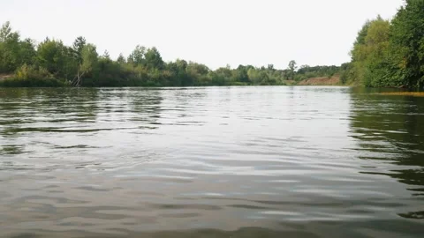 River in summer. reflection of trees in the water. panorama from the water. summ Video stock 158860256