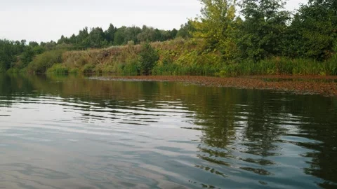 River in summer. reflection of trees in the water. panorama from the water. summ Video stock 158860624