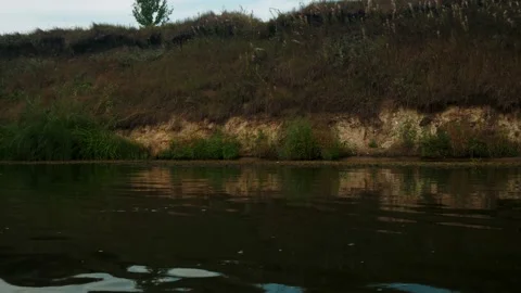 River in summer. reflection of trees in the water. panorama from the water. summ Video stock 158860802