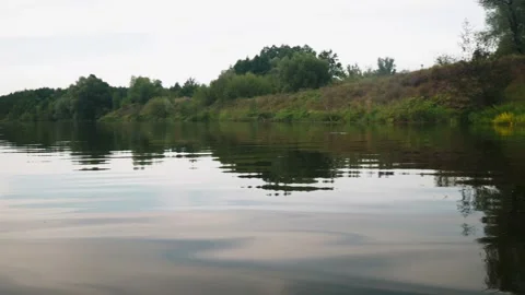River in summer. reflection of trees in the water. panorama from the water. summ Video stock 158860948
