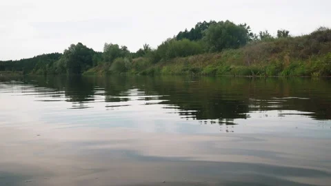 River in summer. reflection of trees in the water. panorama from the water. summ Video stock 158860998
