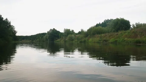River in summer. reflection of trees in the water. panorama from the water. summ Video stock 158861017