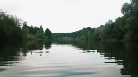 River in summer. reflection of trees in the water. panorama from the water. summ Video stock 158861049