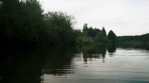 River in summer. reflection of trees in the water. panorama from the water. summ Video stock 158861058