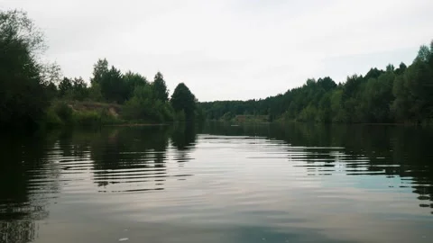 River in summer. reflection of trees in the water. panorama from the water. summ Video stock 158861069