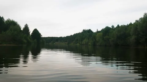 River in summer. reflection of trees in the water. panorama from the water. summ Video stock 158861089