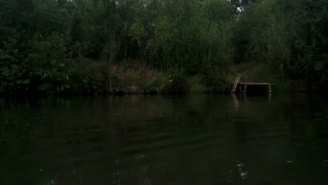 River in summer. reflection of trees in the water. panorama from the water. summ Stock-Footage 158861122