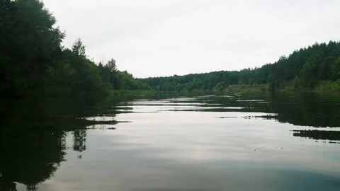River in summer. reflection of trees in the water. panorama from the water. summ Video stock 158861146