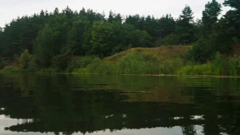 River in summer. reflection of trees in the water. panorama from the water. summ Video stock 158861190