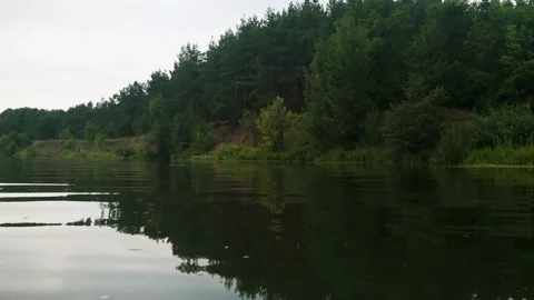 River in summer. reflection of trees in the water. panorama from the water. summ Video stock 158861239