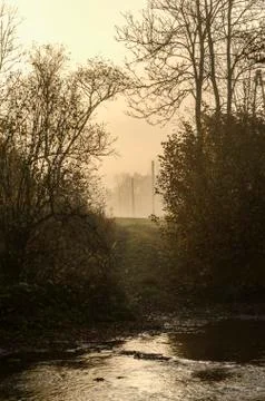 River in the sun and clouds Stock Photos