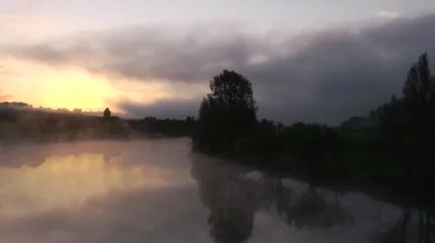 On The River Sunrise 6 Stock Footage 10595363
