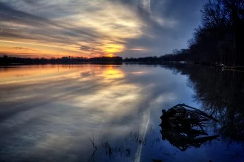 River sunrise Stock Photos